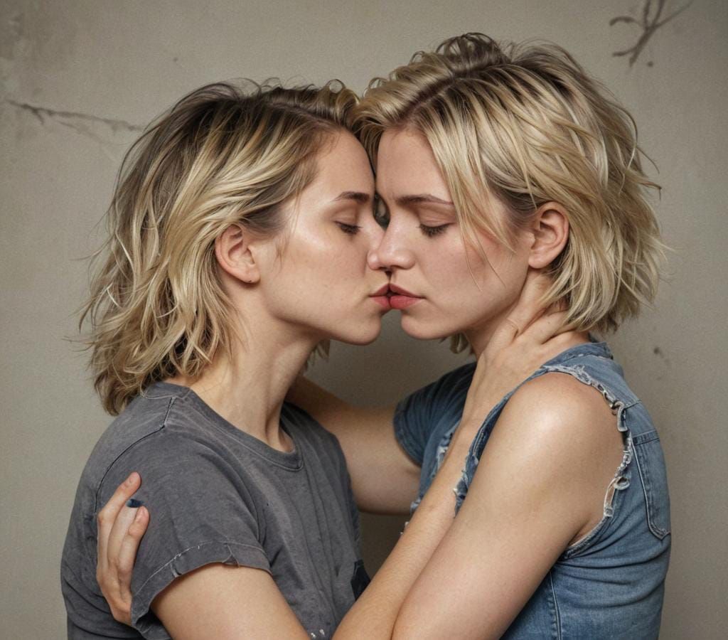 Women Cuddling: Hyperdetailed Digital Portrait