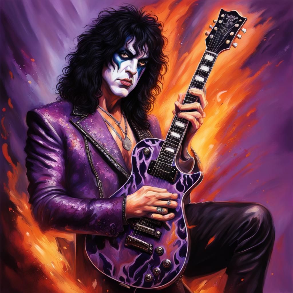 Rockstar Ablaze: Hyperrealistic Guitar Hero in Flames