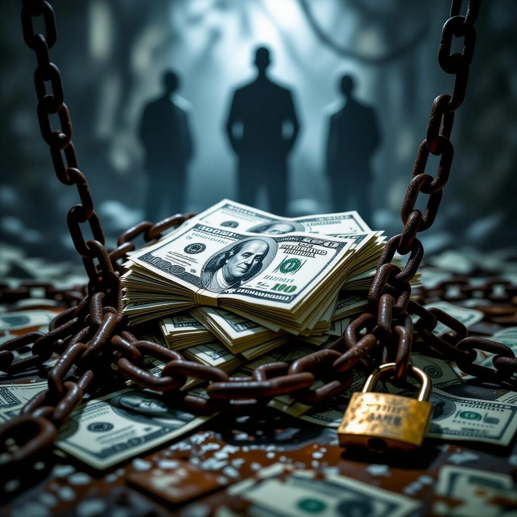 Entrapped: Banknotes Tangled in Chains, Symbolic Corruption