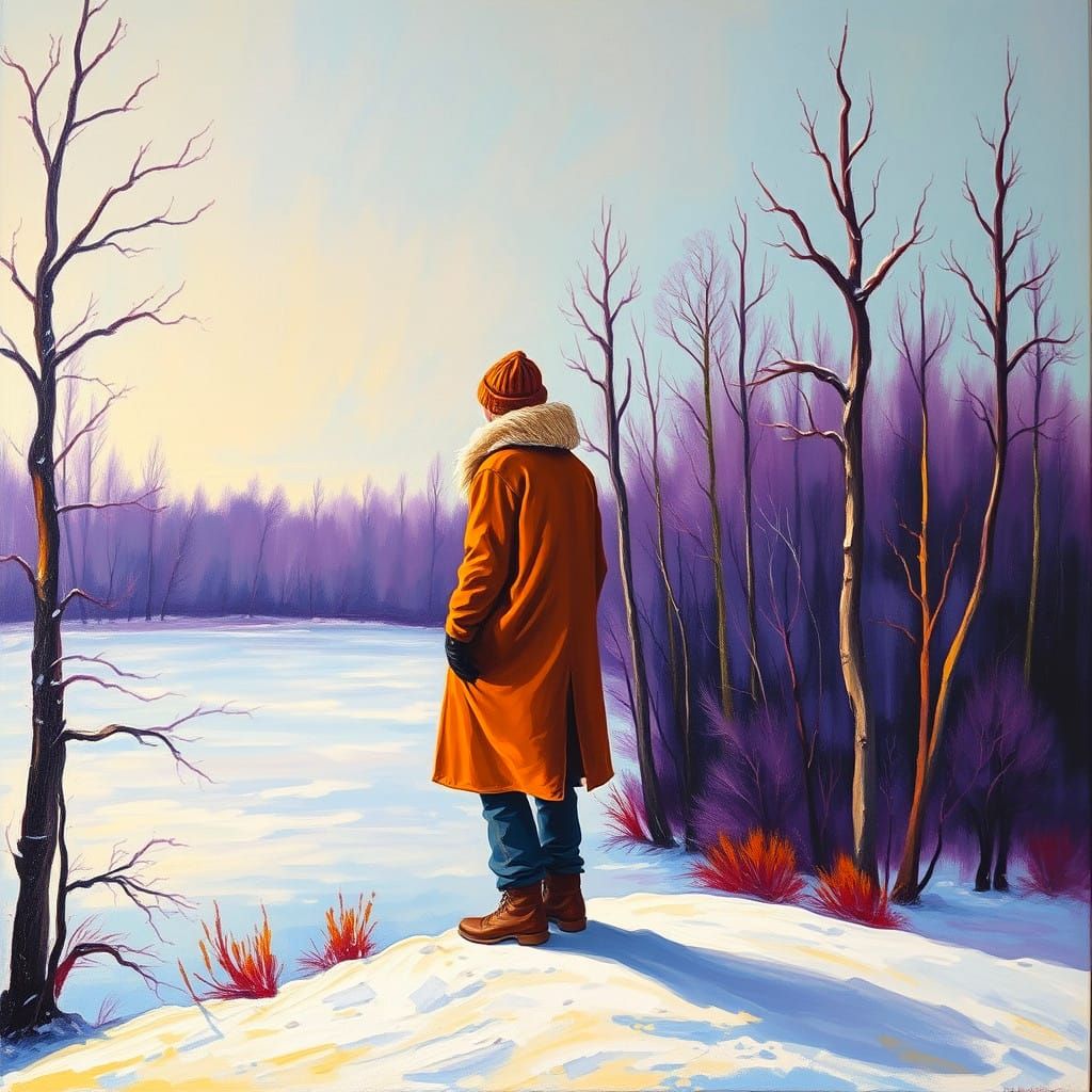 Winter Wilderness with Neo-Impressionist Brushstrokes