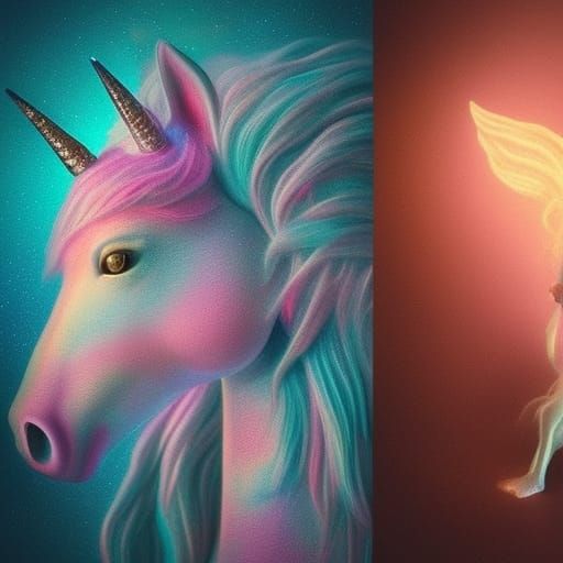 Surreal Unicorn Portrait in Fairytale Style