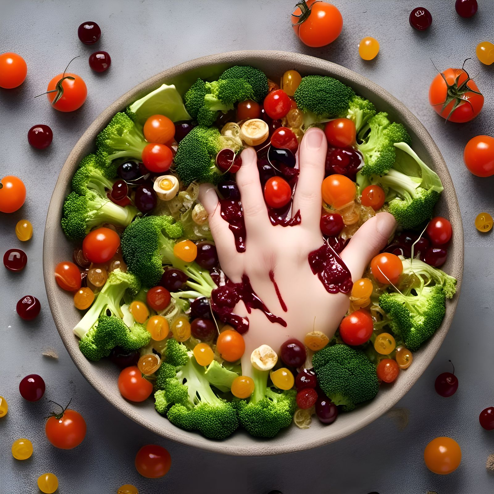 Disgusting Halloween Salad with Human Body Parts