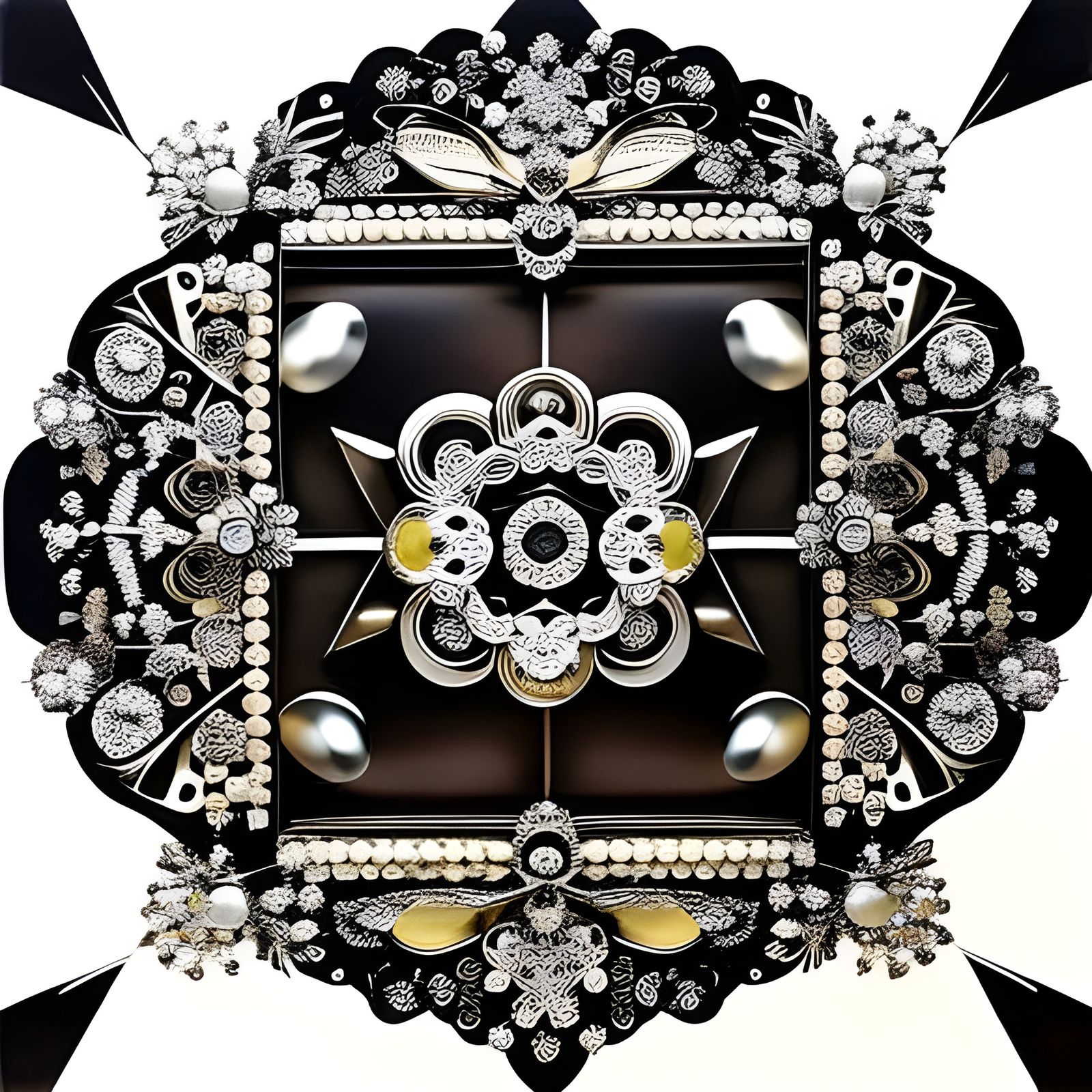 Bedazzled Diamond and Pearl Collage in Macro Symmetry