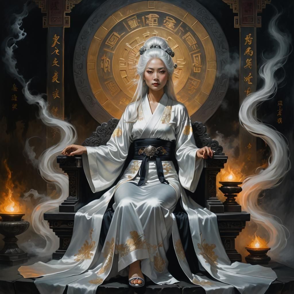 Wind Goddess in Dark Fantasy Oil Painting