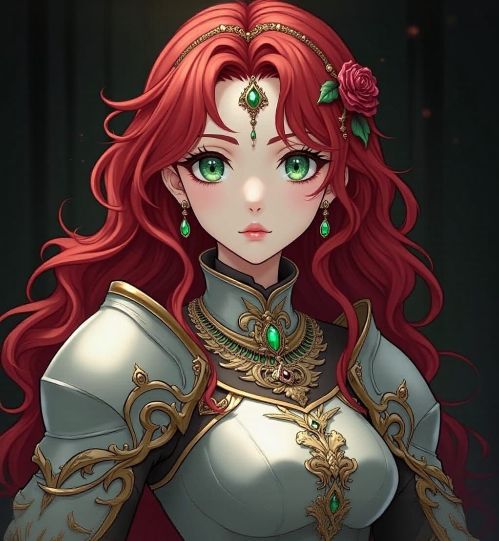 Elegant Anime Fantasy Knight in Ornate Silver Armor