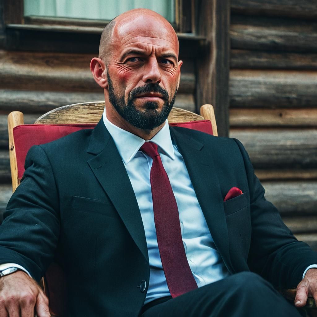 Dramatic Portrait on Cabin Porch in Film Style