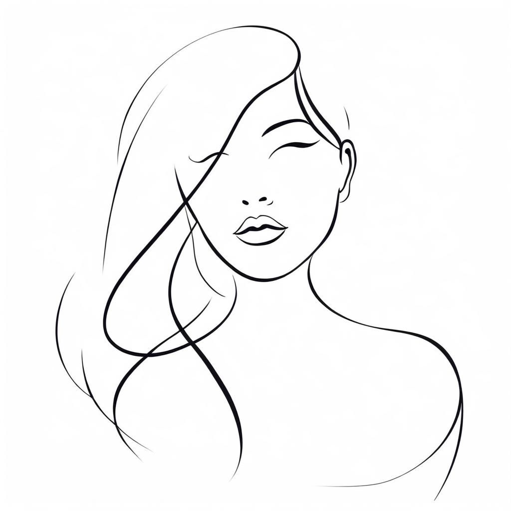 Minimalist Silhouette Line Art Portrait of a Woman