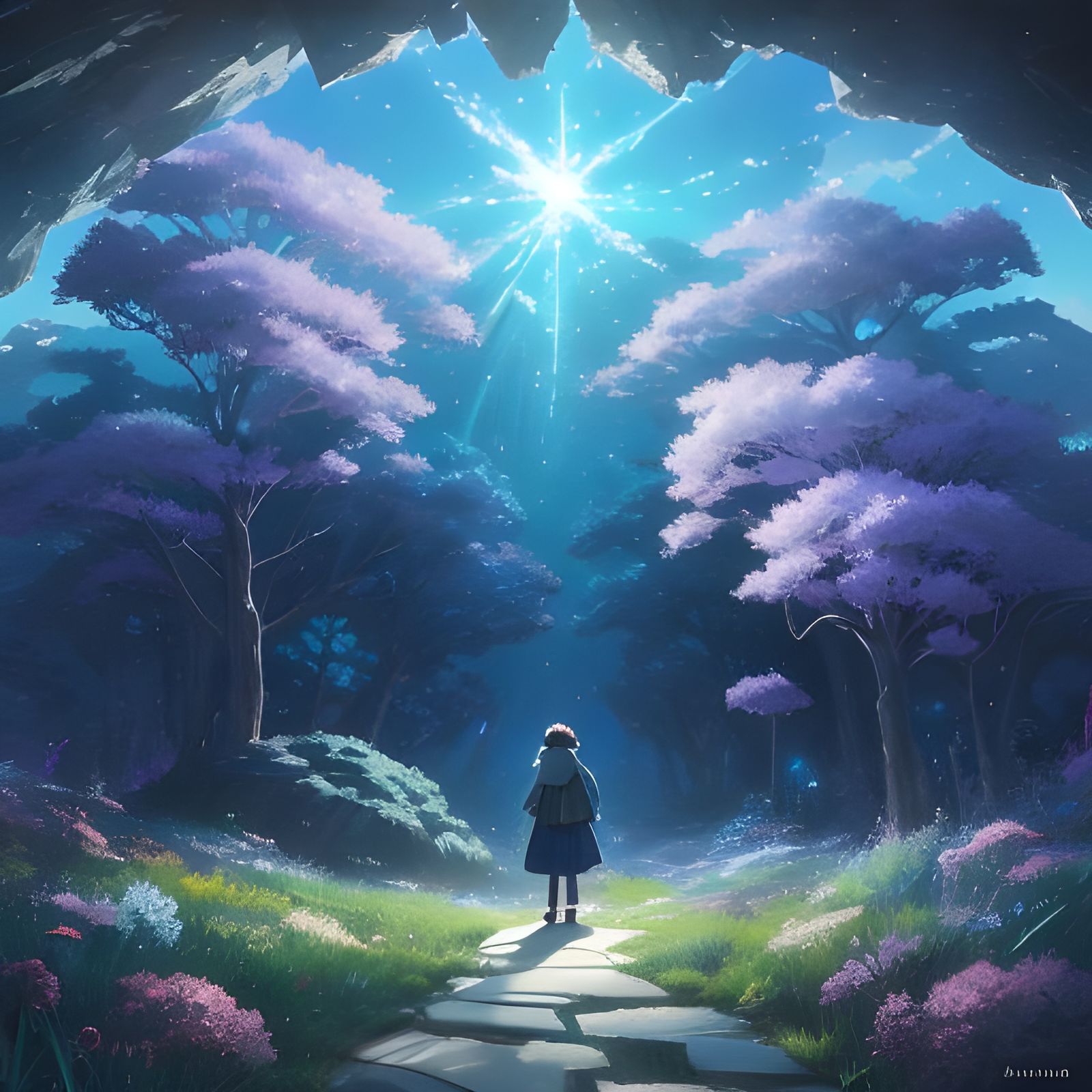 Crystalline Figure in Dreamlike Anime Style