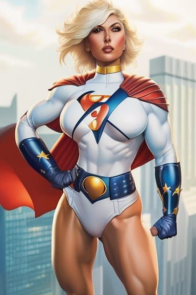 Heroic Power Girl: Detailed Digital Portrait