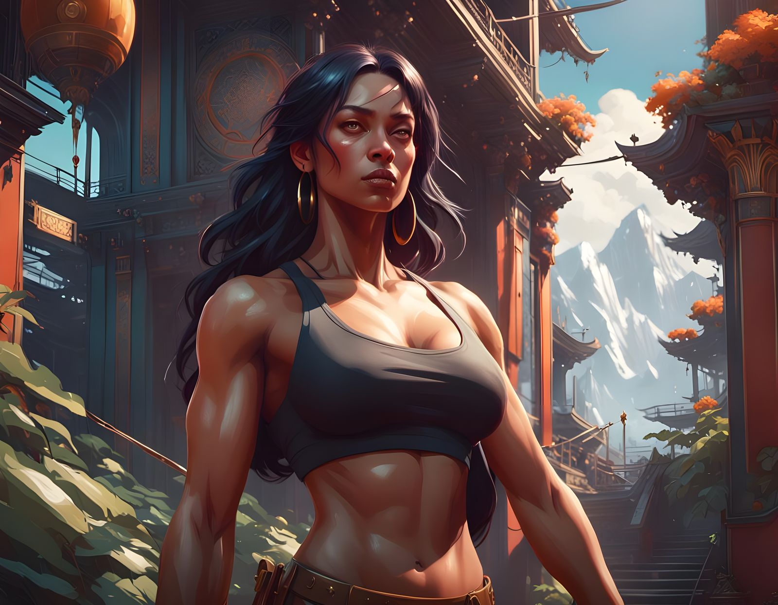 Muscular Woman: Detailed Fantasy Art in Unreal Engine
