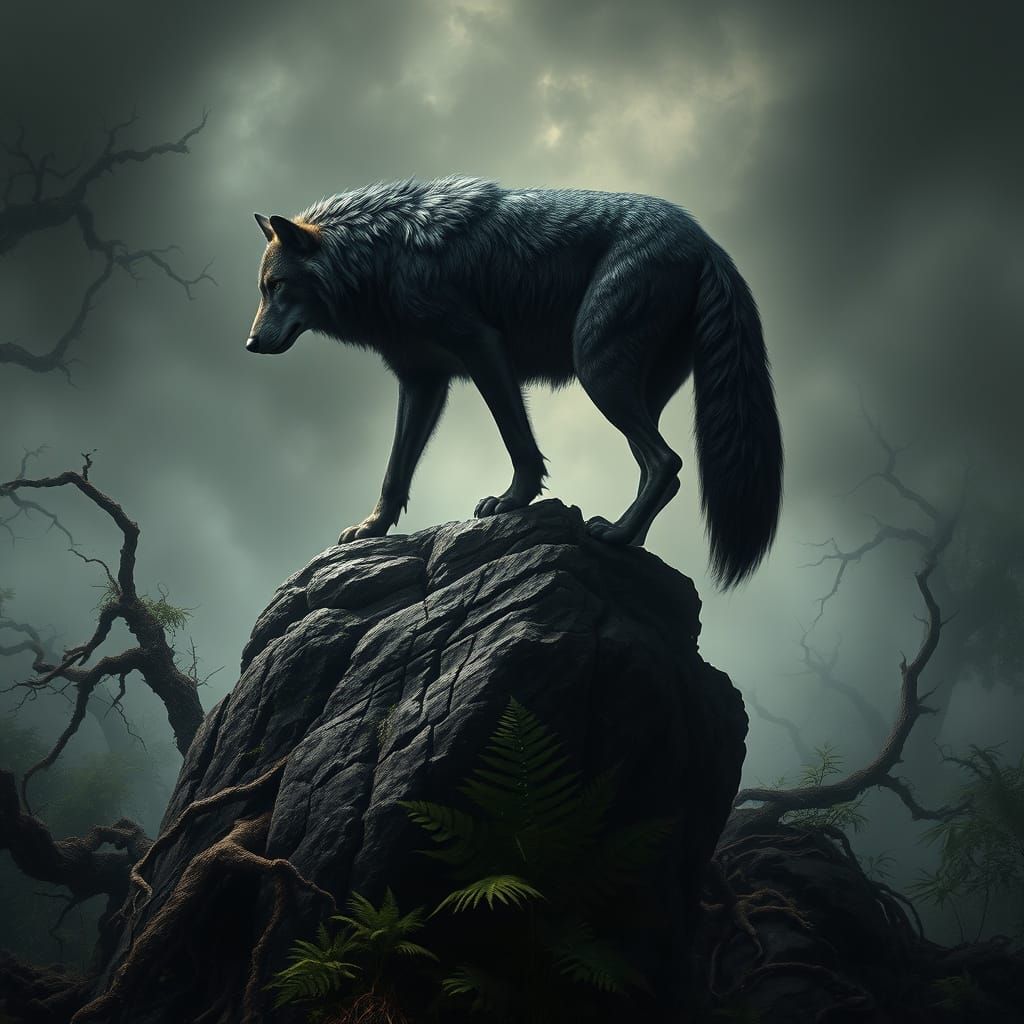 Majestic Dire Wolf Reigns Over Primordial Forest