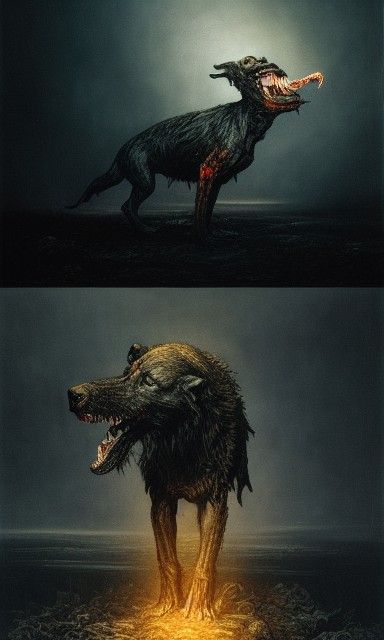 Hyperdetailed Hell Hound Digital Art