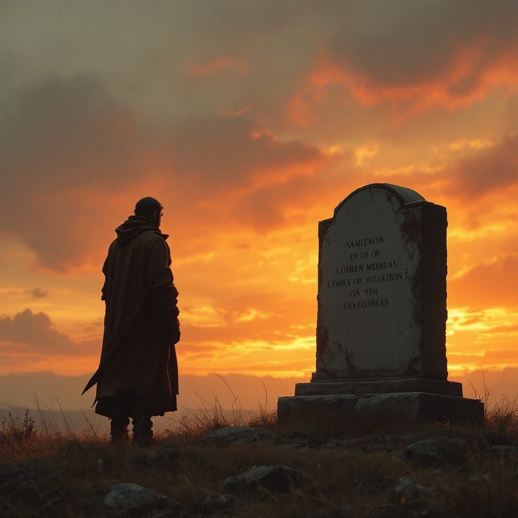 Golden Memorial Scene Inspired by Wyeth and Giancola