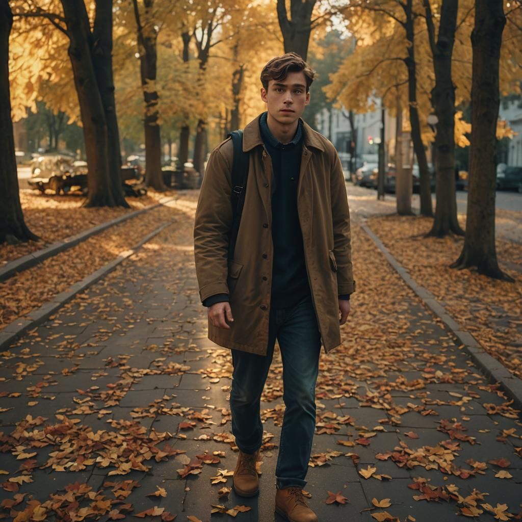 Contemplative Autumn Walk in Golden Light