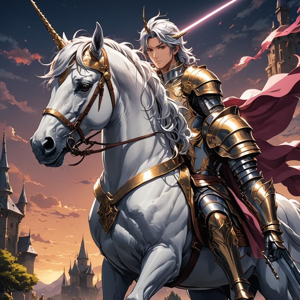 Manga-Style Knight in Vibrant Cel-Shaded Light