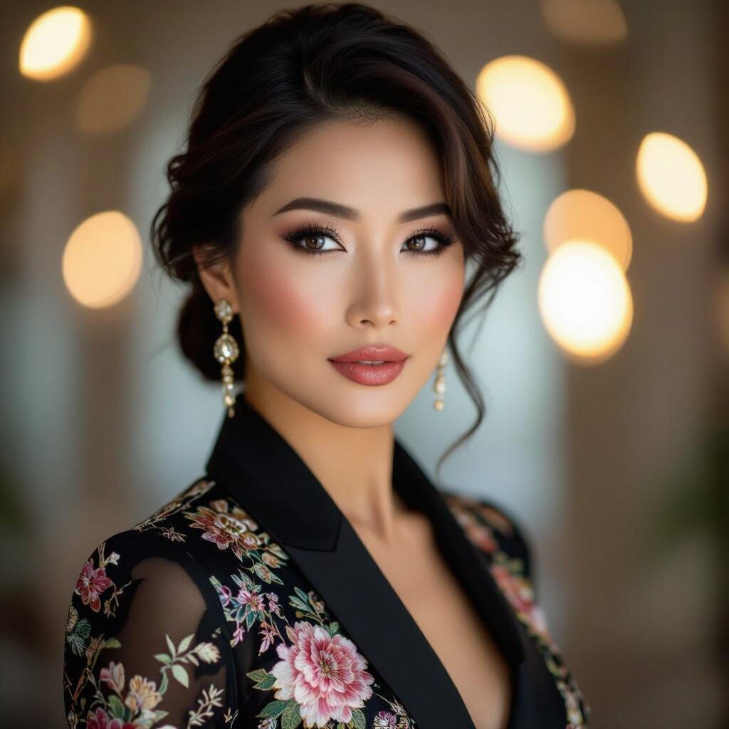 Elegant Asian Crossdresser Portrait in Studio Lighting