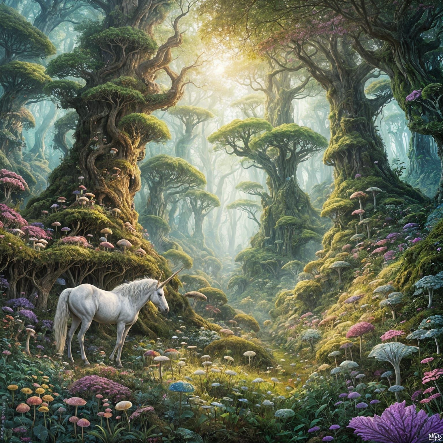 Ethereal Whimsy in Ancient Fantasy Forest