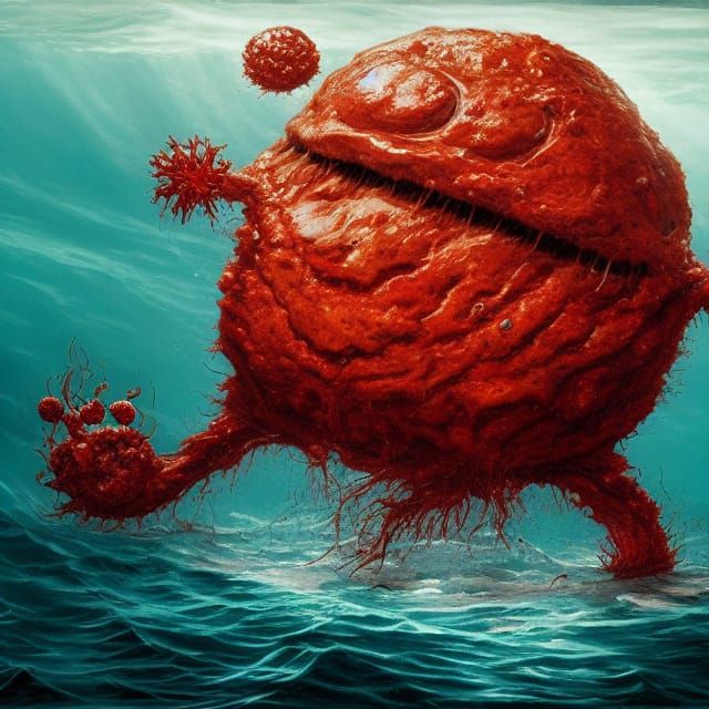 Sinister Meatwad Creature Rising from Ocean Depths