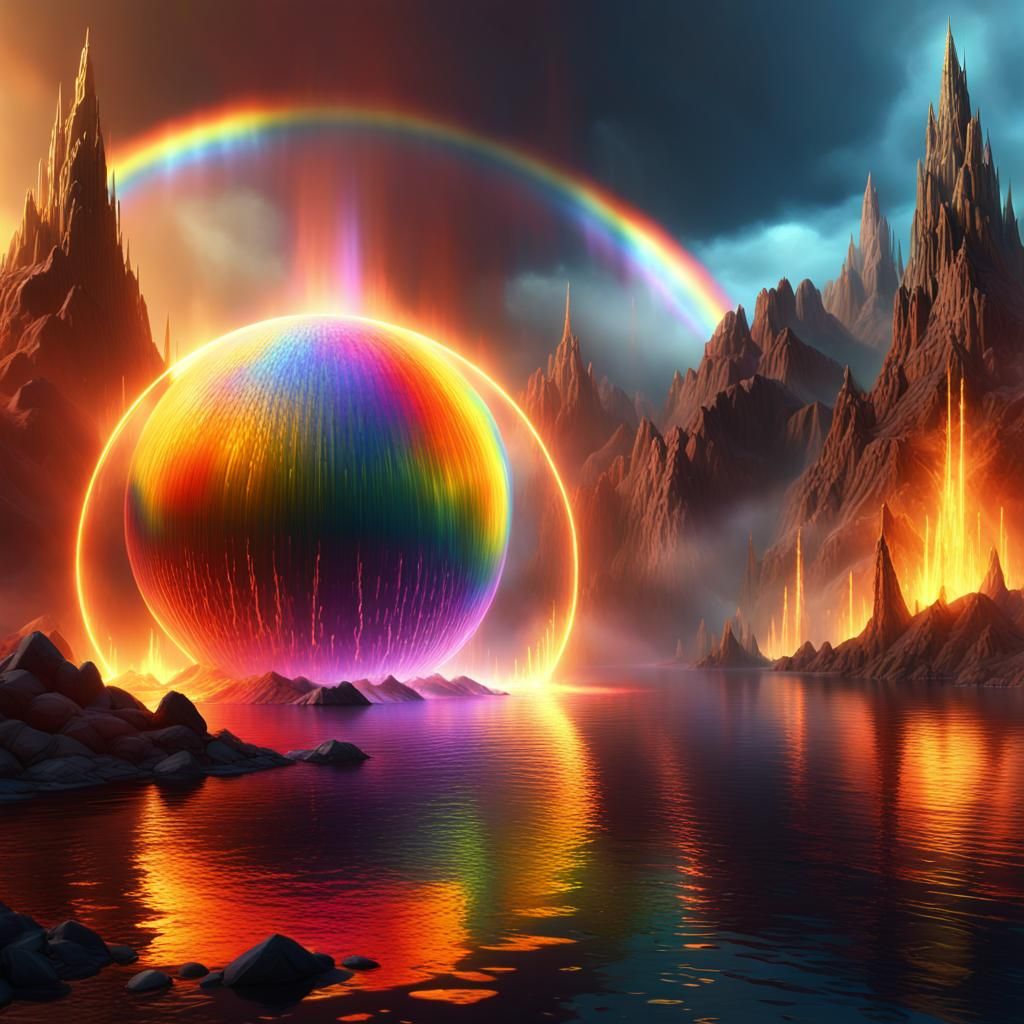 Lake of Fire with Rainbow Aura Sphere