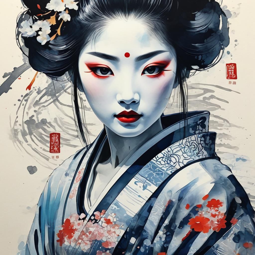 Dramatic Japanese Calligraphy Art with Rough Texture