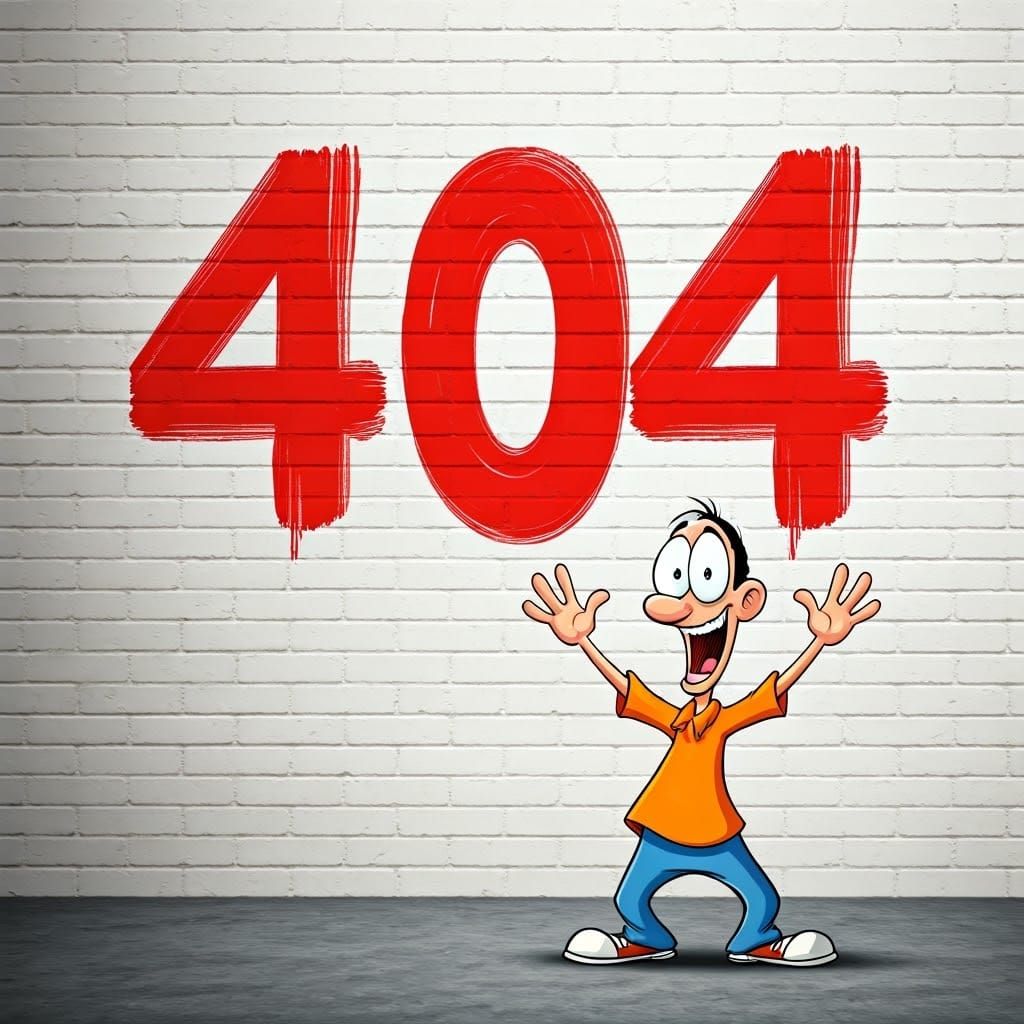 Joyful Cartoon Man Spreads Arms in Confusion