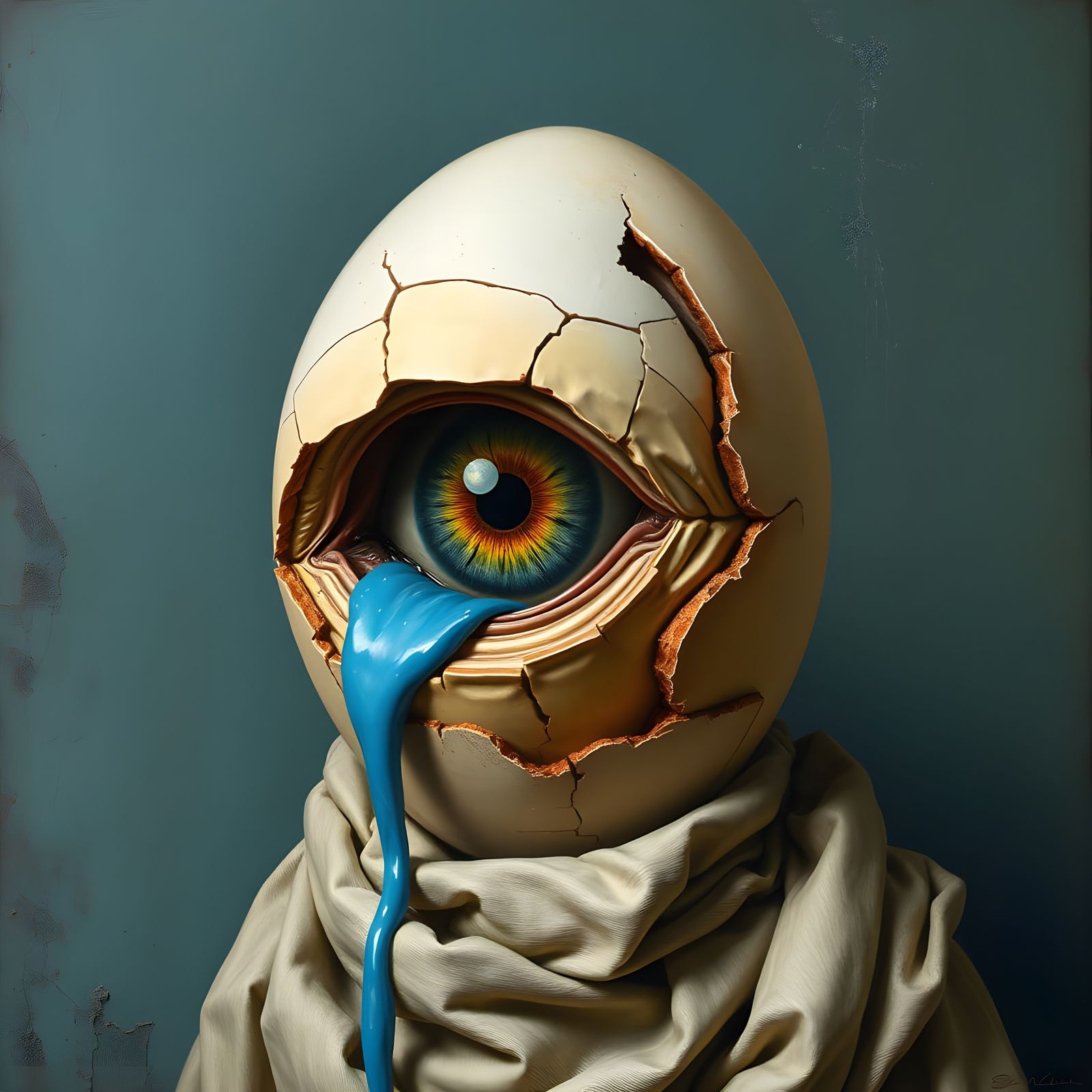 Grotesque Eye in Rich Golden-Yellow Hue