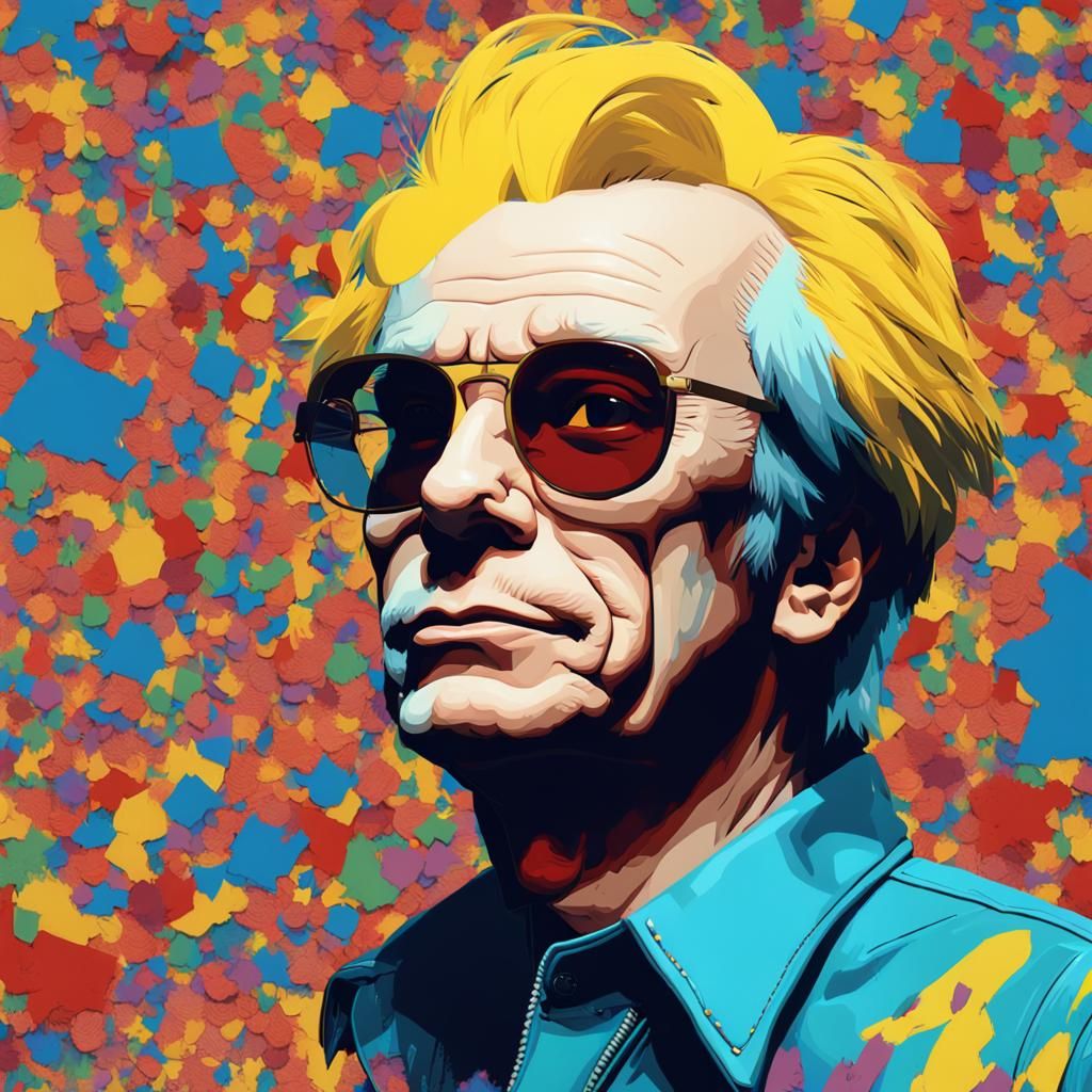 Andy Warhol in Simpsons Style Portrait