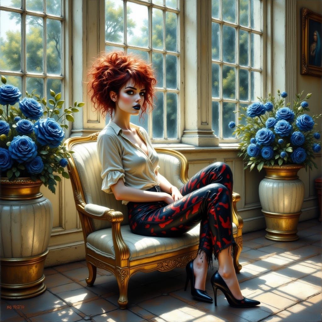 Dramatic Portrait in Tim Burton Style