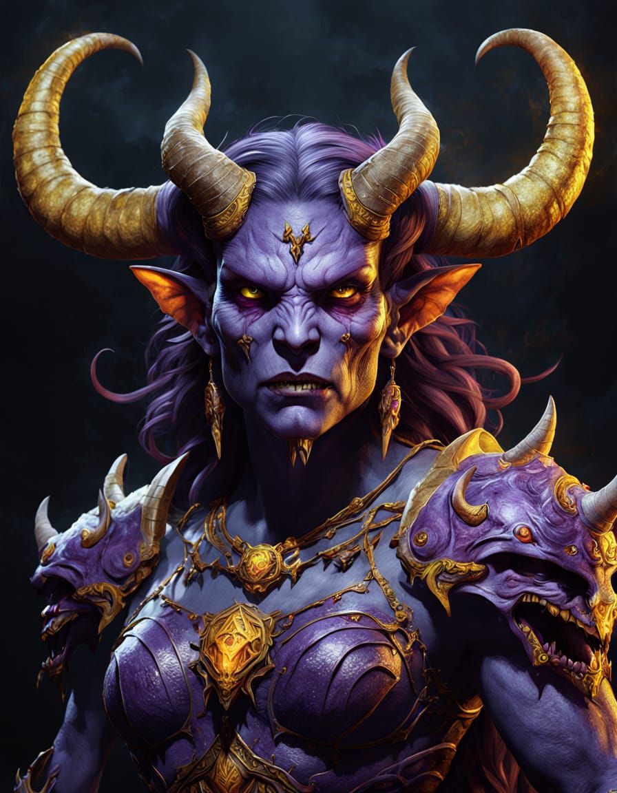 Ethereal Dark Fantasy Demoness in Vibrant Hues
