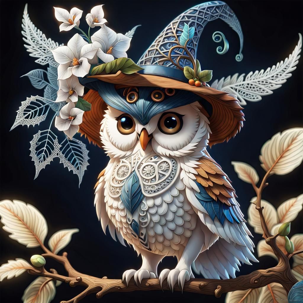 Owl Witch in Futuristic Jungle Garden
