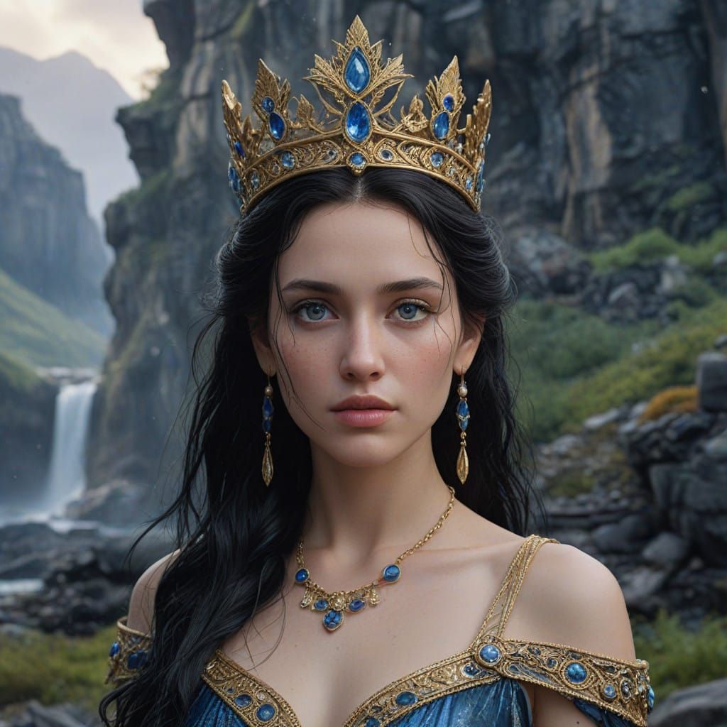 Hyper-Realistic Goddess Portrait in Watercolor Style