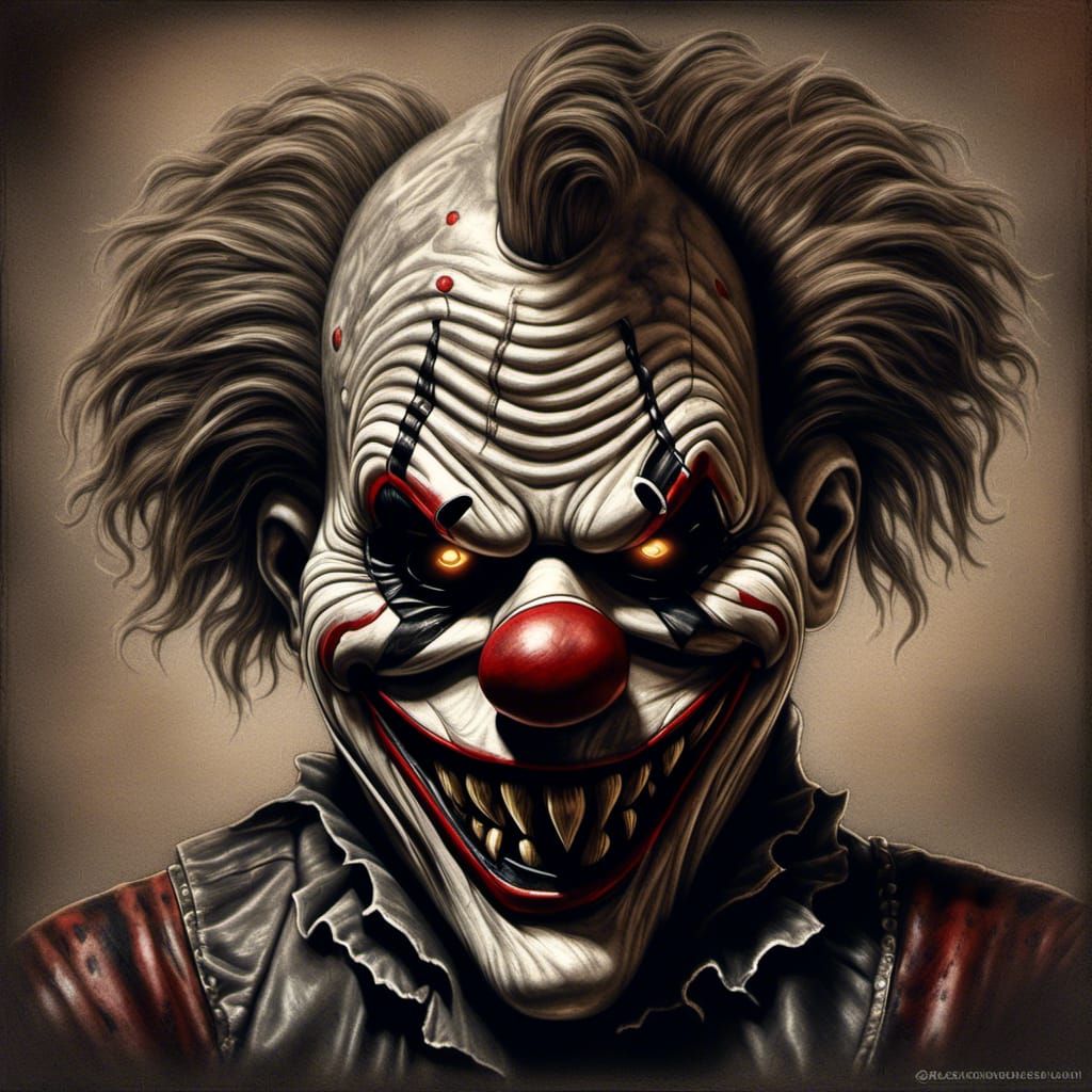 An old timey Clown Mask Chawk work