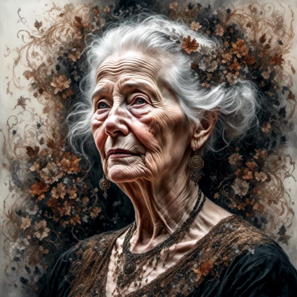 Intricate Portrait of an Elderly Woman