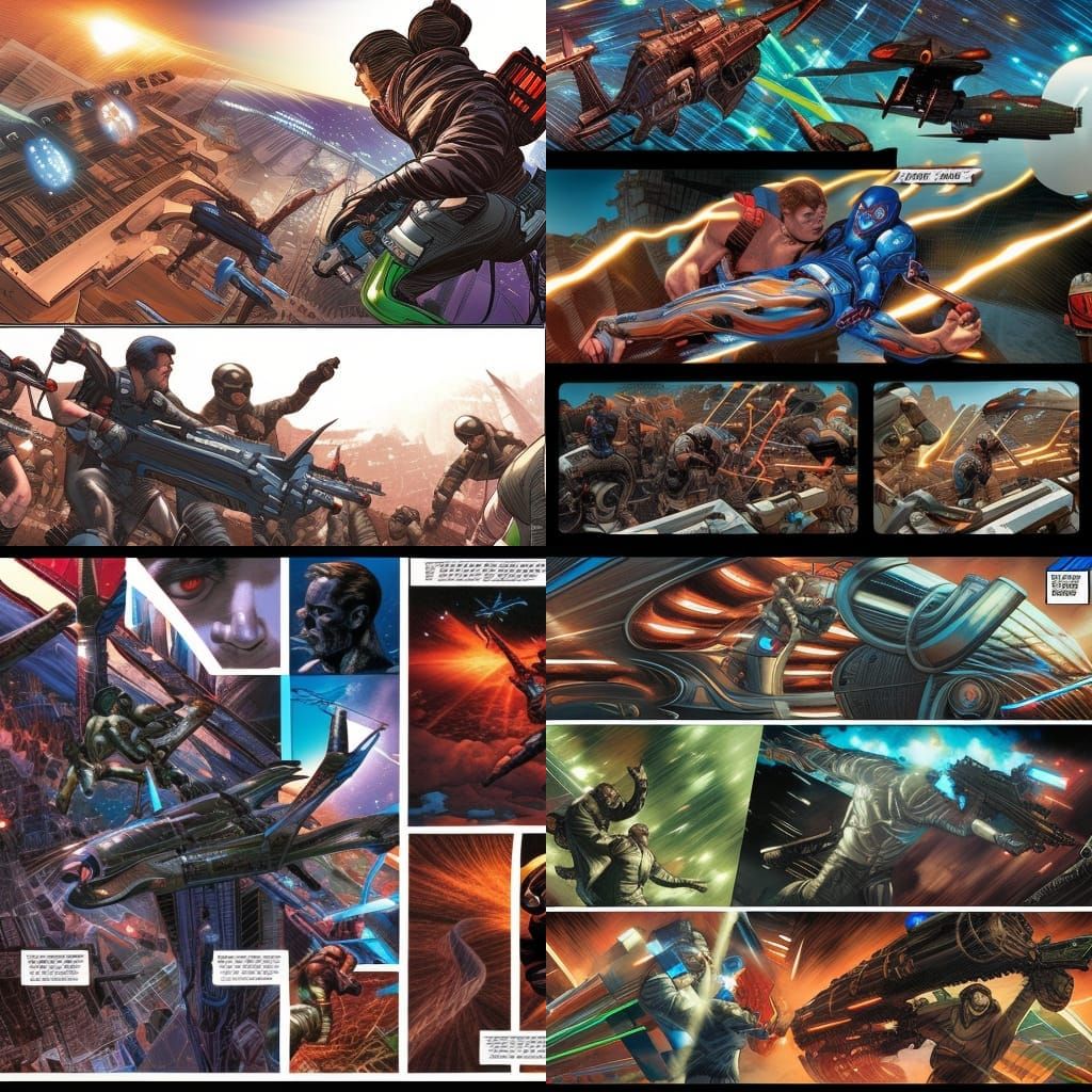 Sci-Fi Action Comic Page in Sharp Focus