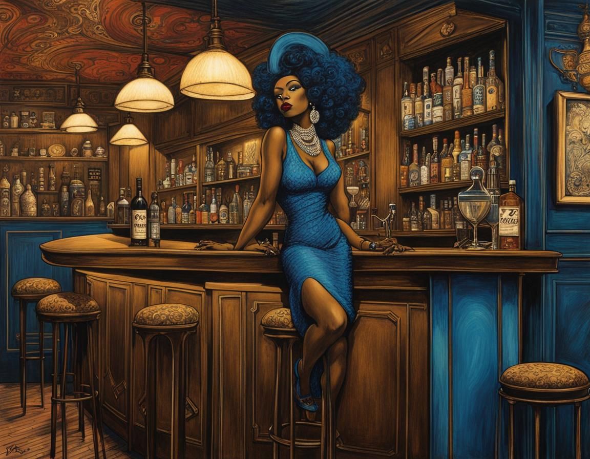 Blues singer in a smokey jazz bar, gangsters, flappers, ciga...