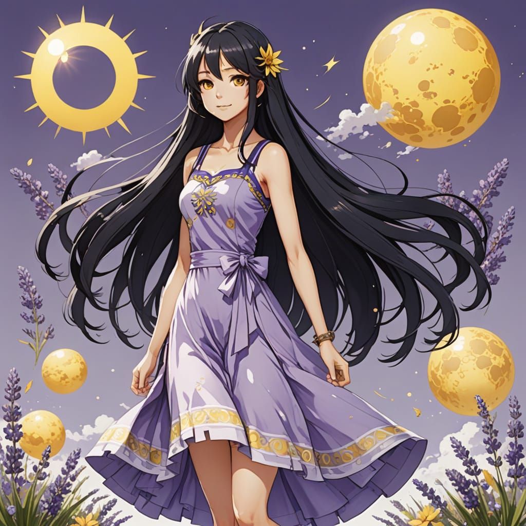 Anime Woman in Sundress Character Sheet