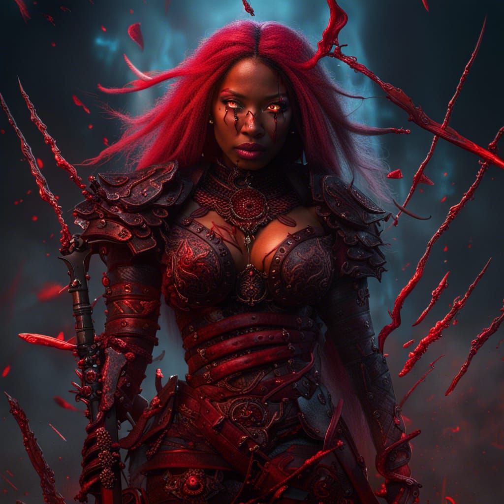 Bloody Warrior Woman in a Fantasy Battle
