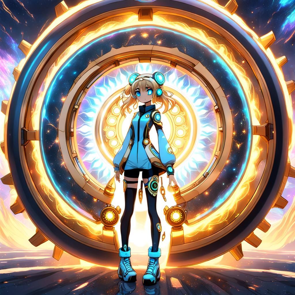 Galactic Girl and Cosmic Wheels: Anime 3D Art