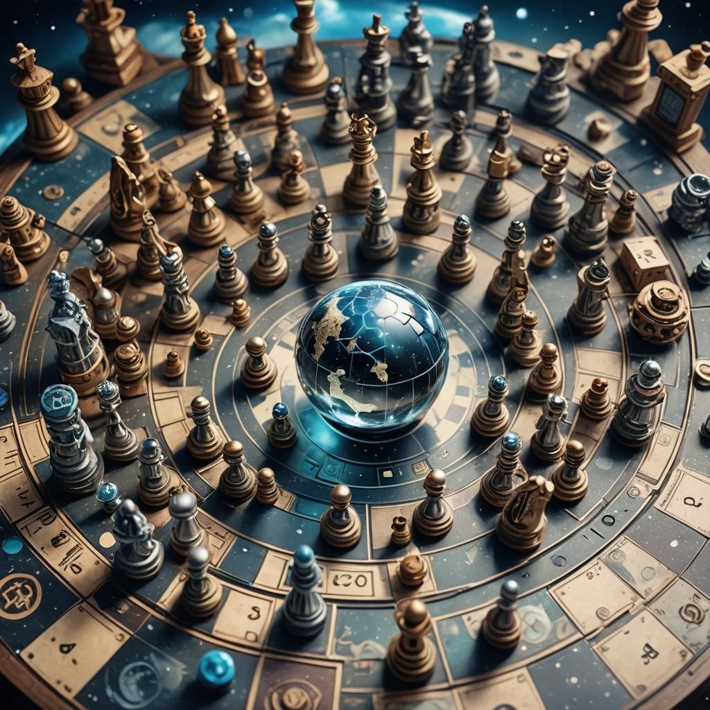 Cybernetic Chess World Planet in Space