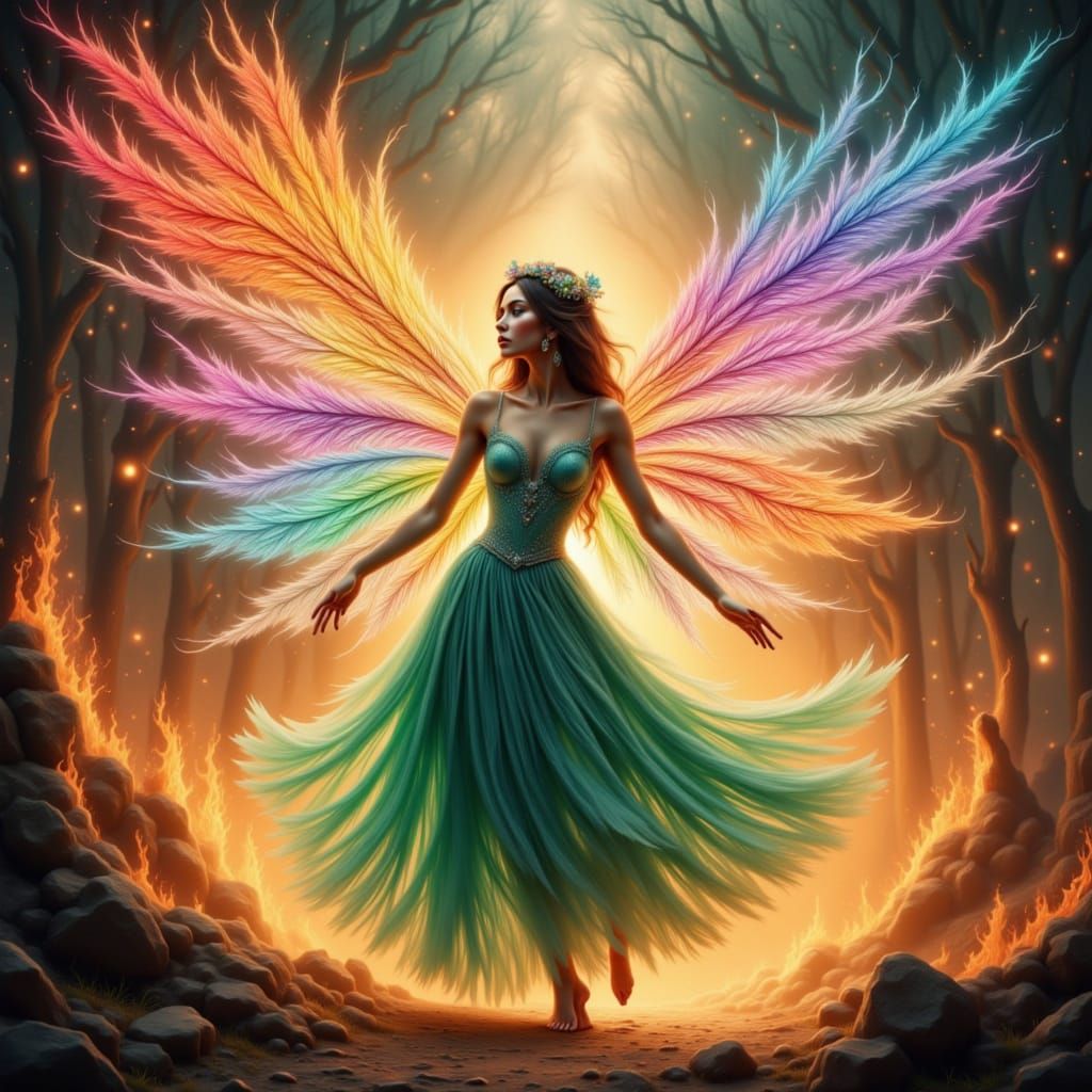 Goddess of the Forest Dances in Radiant Flames