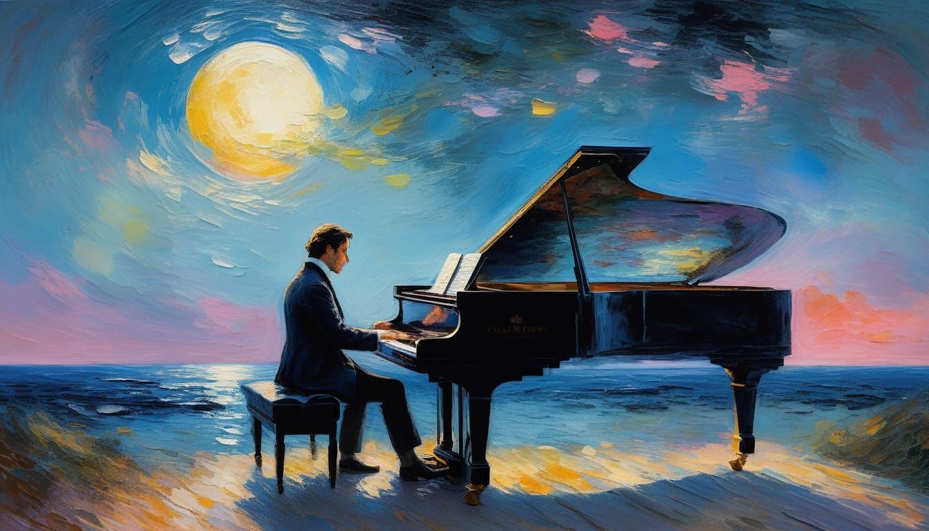 Moonlit Piano: An Impressionist Masterpiece