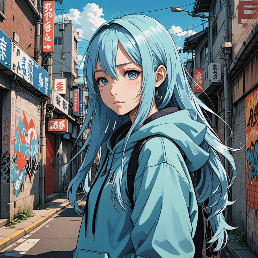 Anime-Inspired Manga Girl with Vibrant Pastel Colors