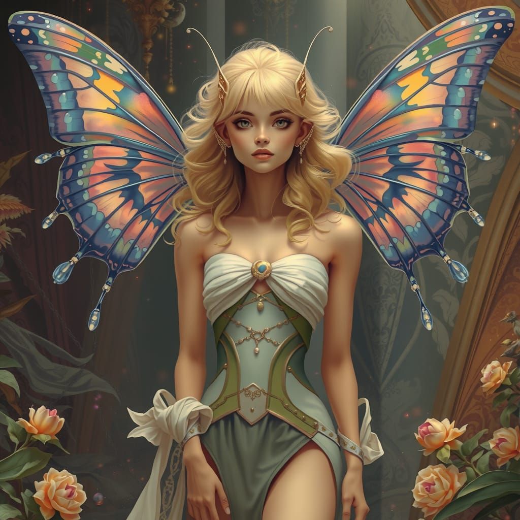 Radiant Alien Butterfly in Fantasycore Attire