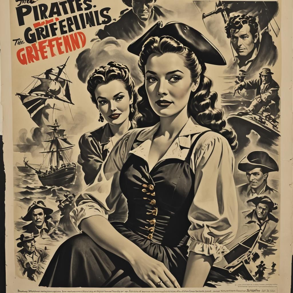 Pirate's Girlfriend in 1950s Film Poster Style