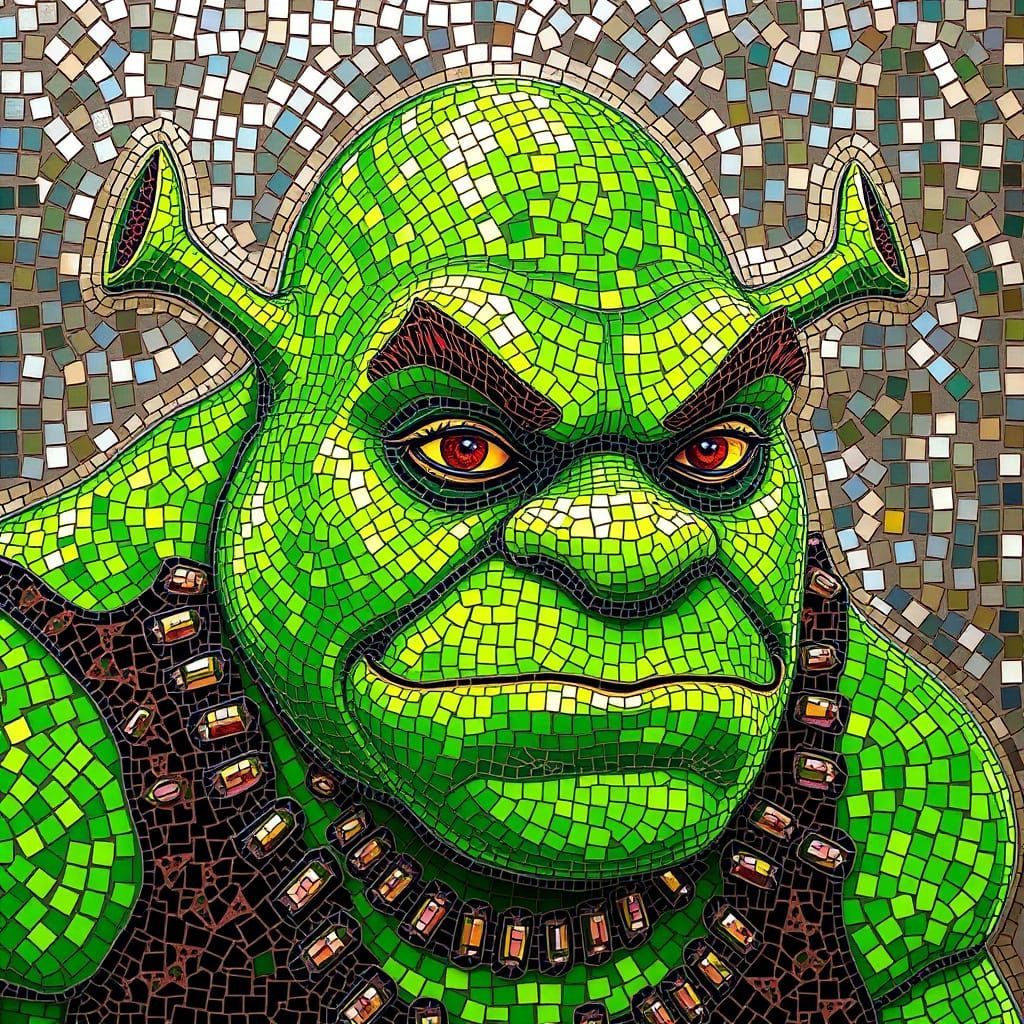 Emerald Ogre in Byzantine Mosaic Style
