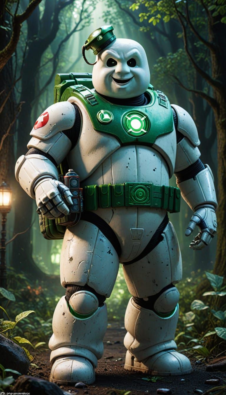 Epic Green Lantern Stay-Puft Mashup: Intricate Digital Art