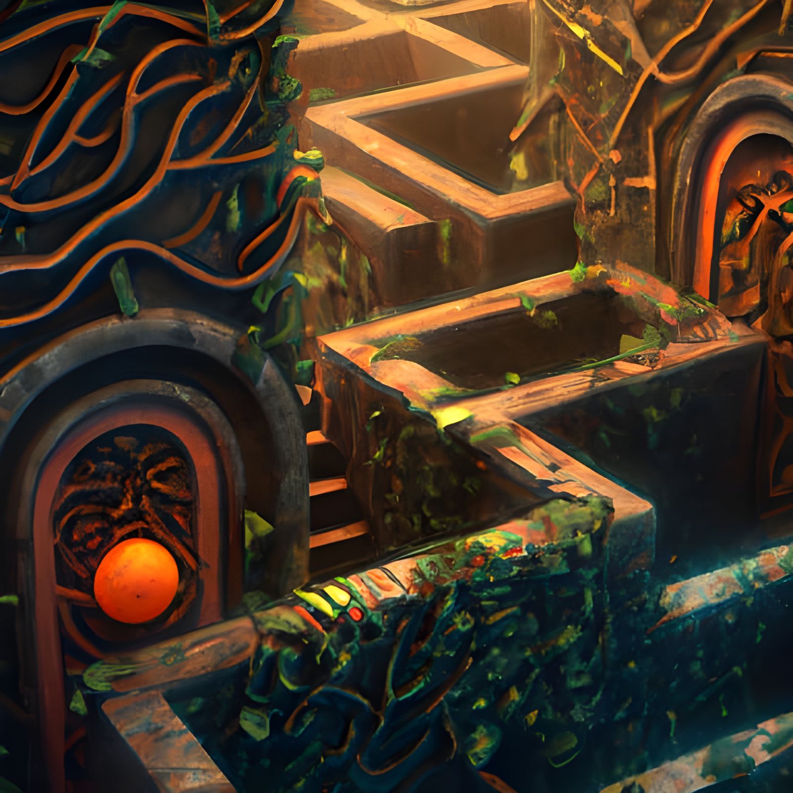 Intricate Labyrinth of Vines and Stairs in HD