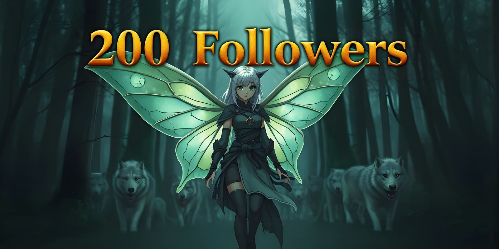 Anime Fairy with Luna Moth Wings in Mystical Forest