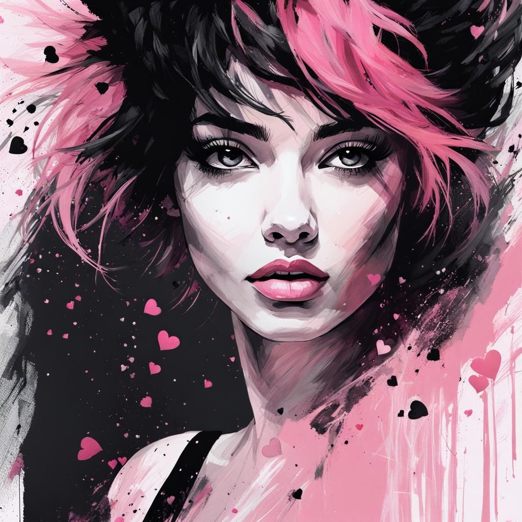 Emotional Woman Portrait as Ink Spill Sketch