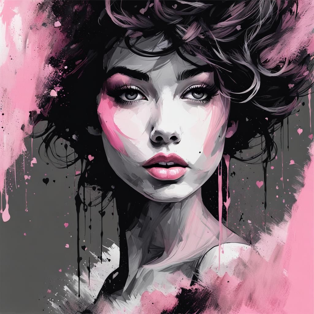 Emotional Ink Sketch Portrait of Young Woman